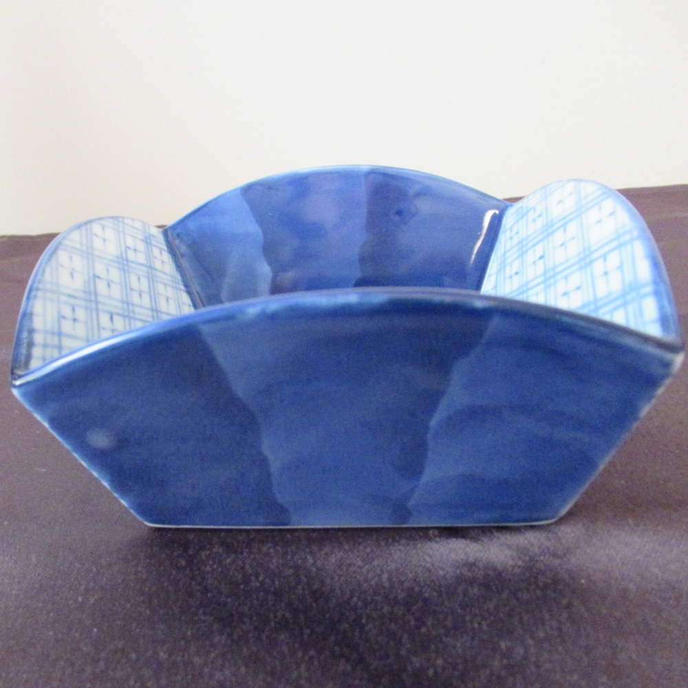 Vintage Japanese Blue & White square bowl